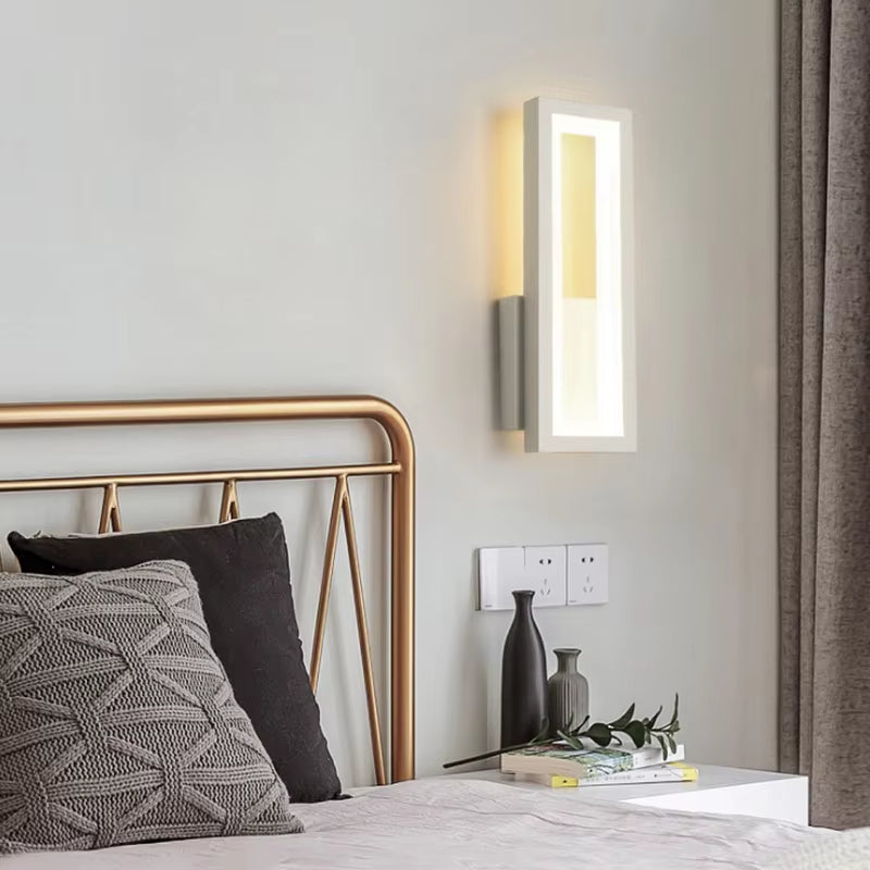Sleek Modern Minimalist Wall Lamps - 16W LED Sconce for Stylish Home Decor in Living Room, Bedroom, and Aisles - Black & White Elegance