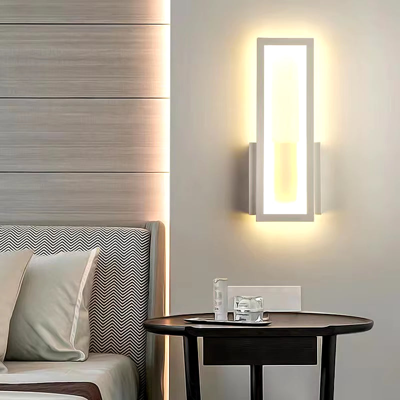 Sleek Modern Minimalist Wall Lamps - 16W LED Sconce for Stylish Home Decor in Living Room, Bedroom, and Aisles - Black & White Elegance