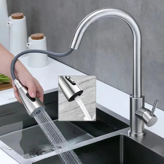 Kitchen Faucet Black Kitchen Tap Pull Out Kitchen Sink Mixer Tap Brushed Nickle Stream Sprayer Head Chrome Kitchen Water Tap